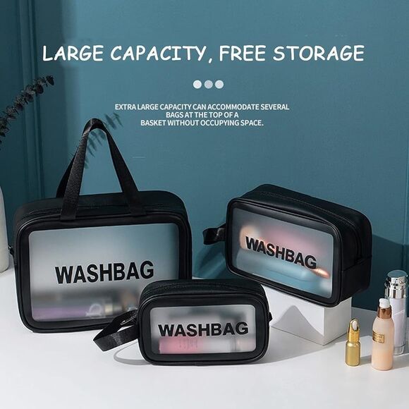 3 PCS Travel Toiletry Organizer Translucent Waterproof Bags for Women Men - Picture 10 of 16
